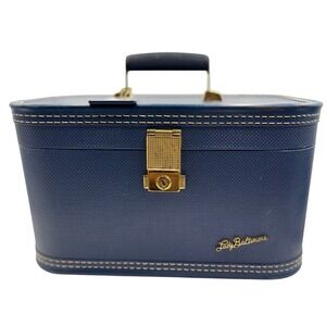 Lady Baltimore Train Case Travel Makeup Vanity Suitcase Luggage Blue Vintage